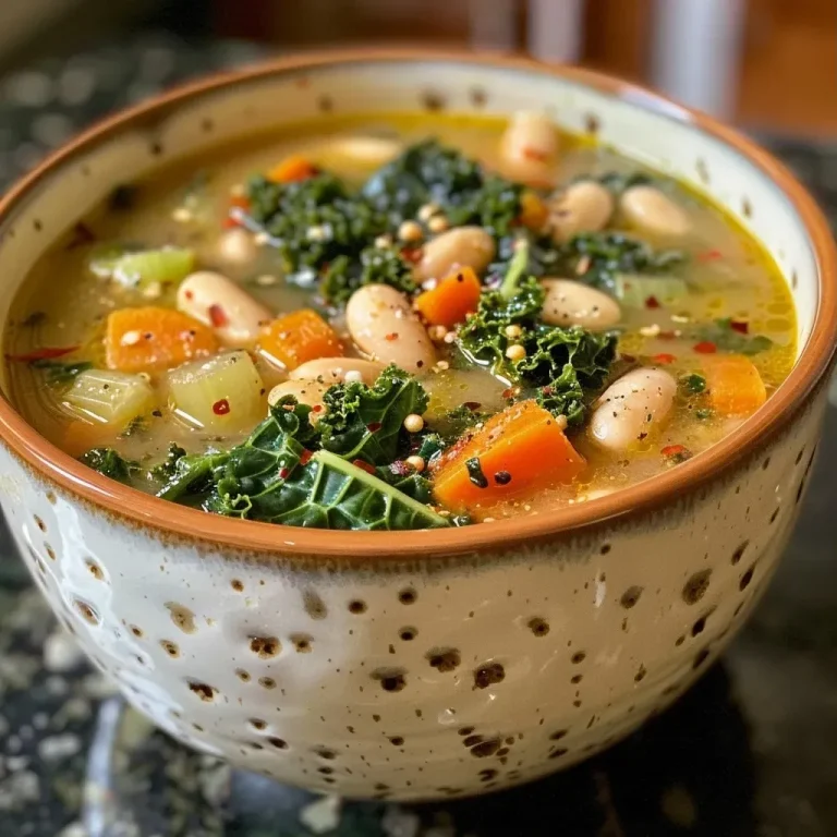 ['Close-up view of a bowl of white bean and kale soup with creamy cashew topping.', 'Side view of hearty white bean and kale soup, featuring vibrant greens and creamy texture.', 'Delicious white bean and kale soup in a rustic bowl, garnished with cashew cream.', 'Creamy white bean and kale soup with colorful vegetables, served in a bowl.']