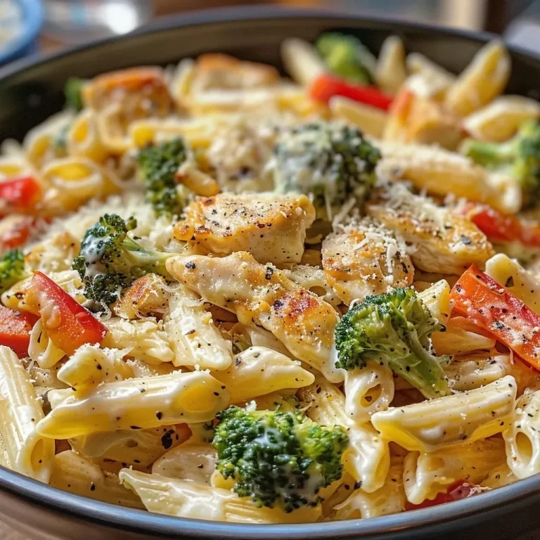 Chicken and Vegetable Penne Alfredo