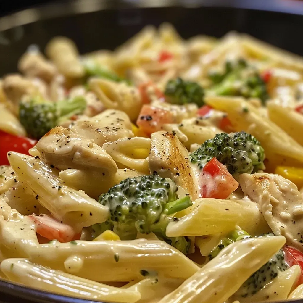 Chicken and Vegetable Penne Alfredo