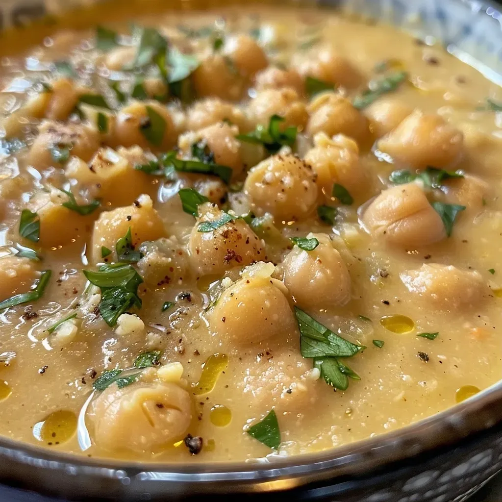 Creamy Garlic Chickpea Soup