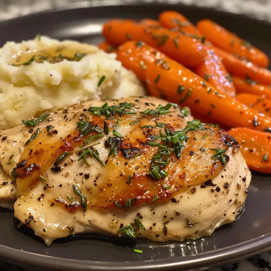 Creamy Herb Chicken with Mashed Potatoes & Glazed Carrots: A Complete Comfort Food Dinner