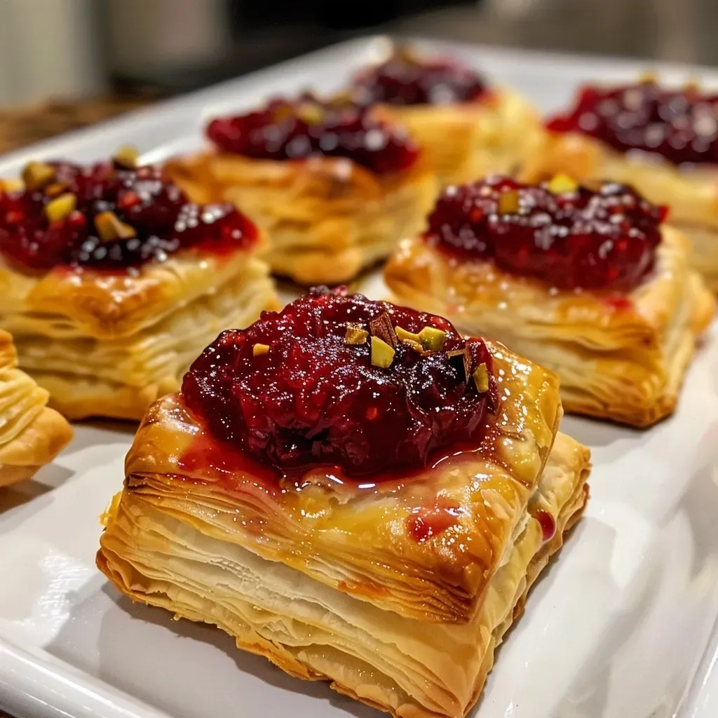 Mini Cranberry Brie Bites with Puff Pastry