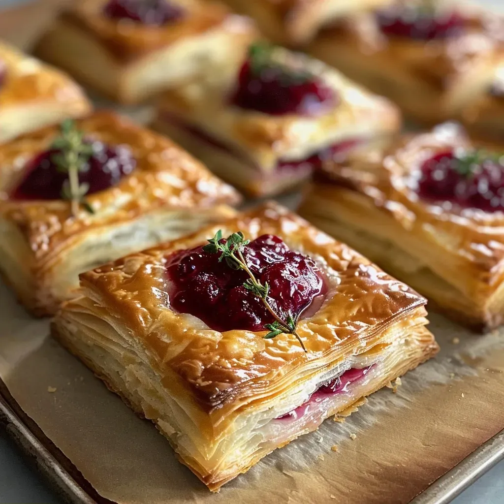 Mini Cranberry Brie Bites with Puff Pastry