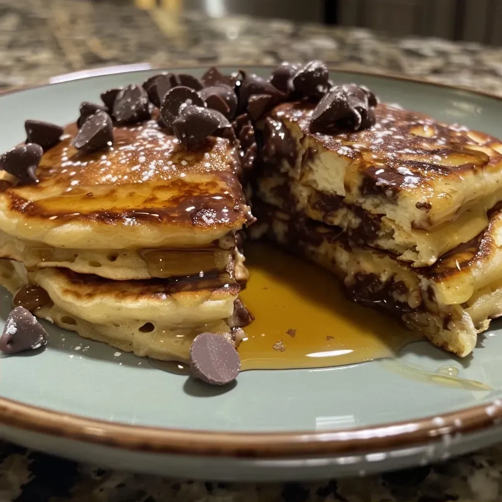 Simple Chocolate Chip Cottage Cheese Pancakes - Alrightwithme
