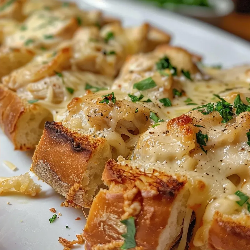 Viral Chicken Alfredo Garlic Bread